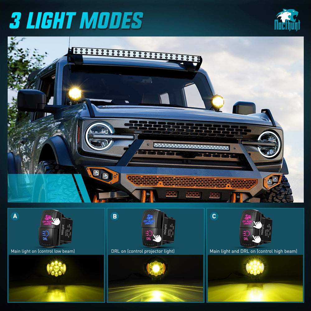 Nilight 7 Inch LED Offroad Driving Lights 2PCS 80W Amber Side Shooter Pods