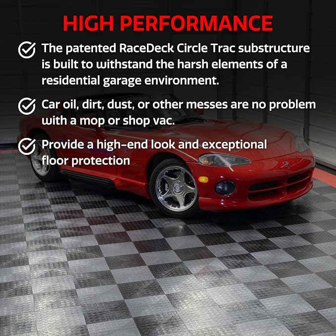 Big Floors RaceDeck CircleTrac, Interlocking Non-Slip Garage Flooring Tile (2...