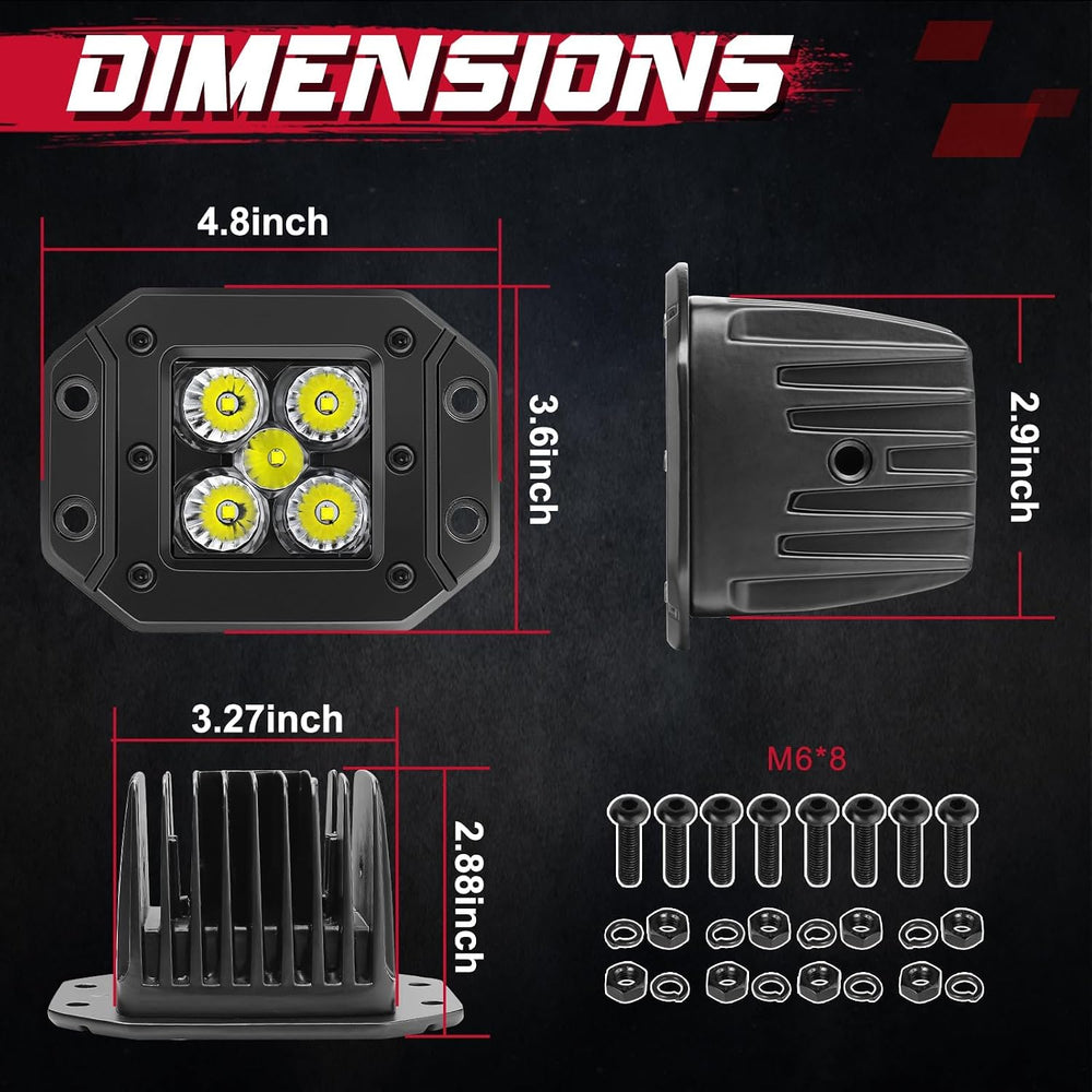 OFFROADTOWN 5 Inch 100W Flush Mount LED Cubes Offroad Reverse Fog Lights