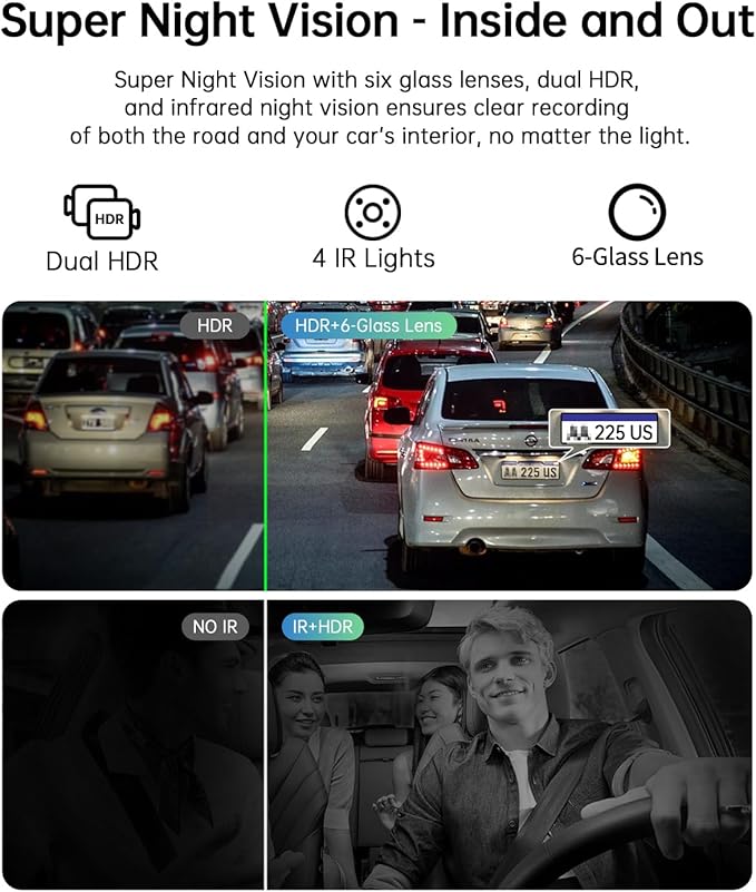 2.5K+1080P Dual Dash Cam Front and Inside, WiFi & GPS Dash Camera