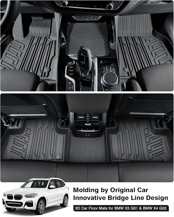 Powerty Floor Mats for 2018-2024 BMW X3 / 2019-2024 BMW X4, Custom Fit for BMW