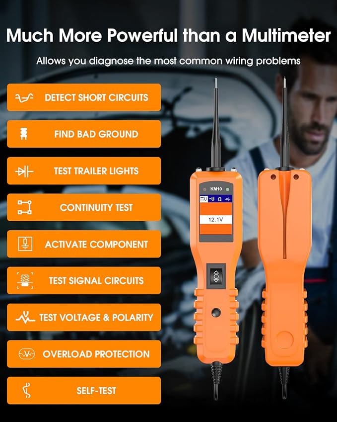 KZYEE KM10 Power Circuit Probe Kit, 12V 24V Automotive Circuit Tester, Digital
