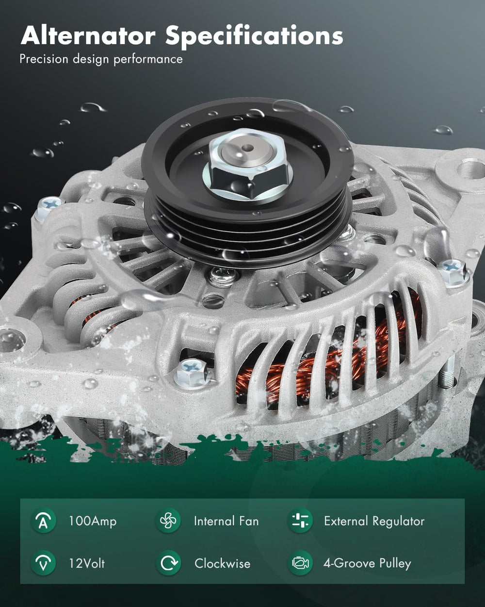 SCITOO 100A 2.4L L4 New Alternator Fits for Chrysler for PT Cruiser 06-10