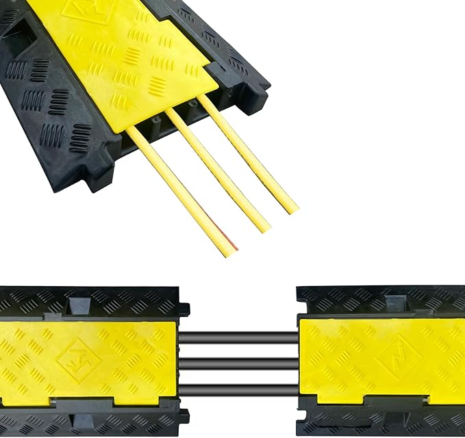 2 Pack Rubber Cable Ramp Hose Cable Protector Ramp 3 Channel 22000Lbs Load