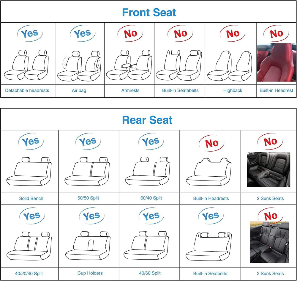 Car Seat Covers Full Set,Universal White PU Leather Auto Seat Protectors
