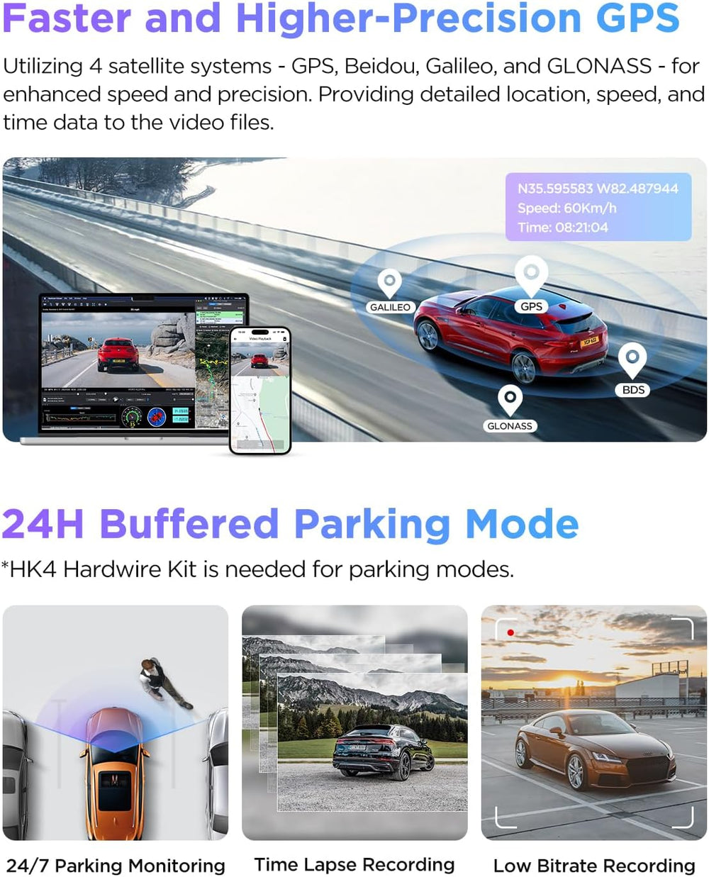 VIOFO A229 Pro 4K 3CH Dash Cam HDR for Front & Rear & Inside with STA...
