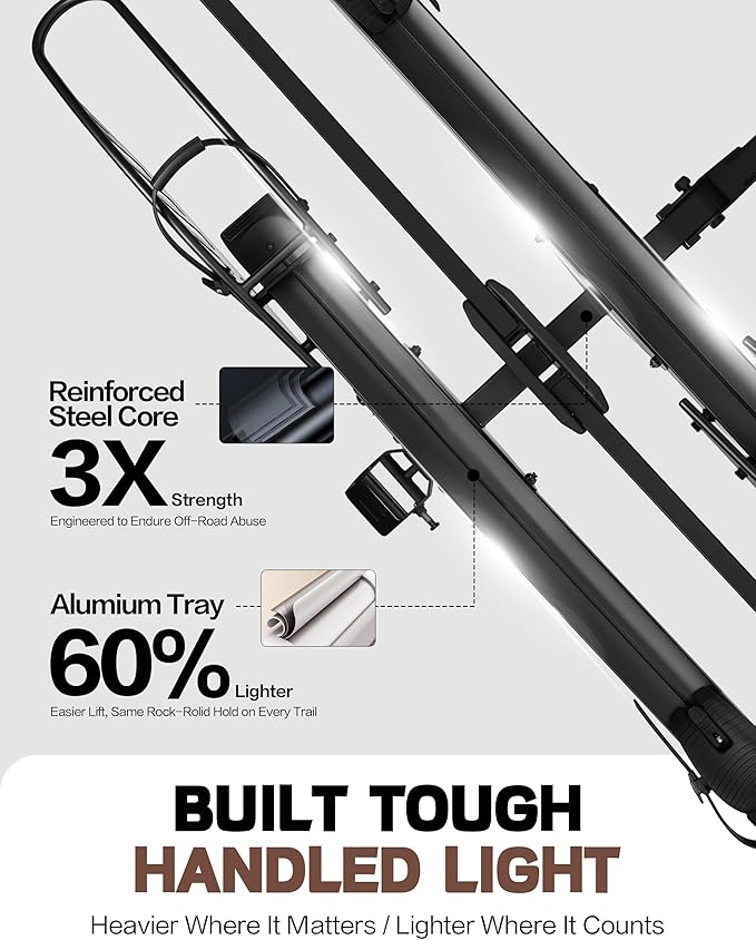 E-Bike Rack with Ramp, Hitch 2 Bike Rack, 200 lbs Capacity Electric Bike Carrier