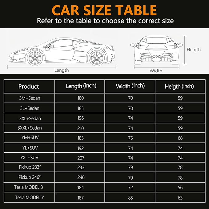 Car Covers for Automobiles, 6 Layers Car Cover Waterproof All Weather, Full