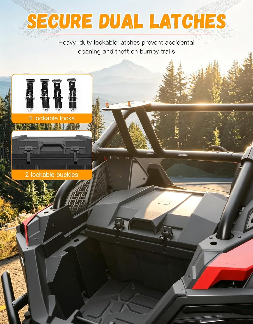 UTV 73QT Rear Cargo Storage Box for Polaris RZR XP 1000 XP4 1000 | Waterproof...