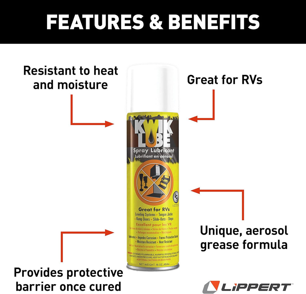 Kwikee KwikLube Spray Lubricant Case for 5th Wheel RV, Travel Trailer and Mot...
