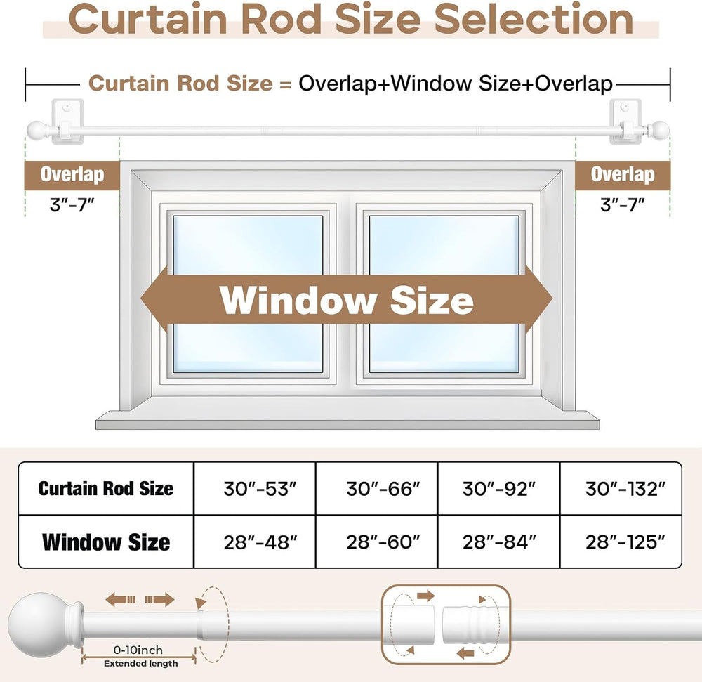 No-Drill Curtain Rod with Adhesive & Pin-Nail Mount System - Renter Frien...