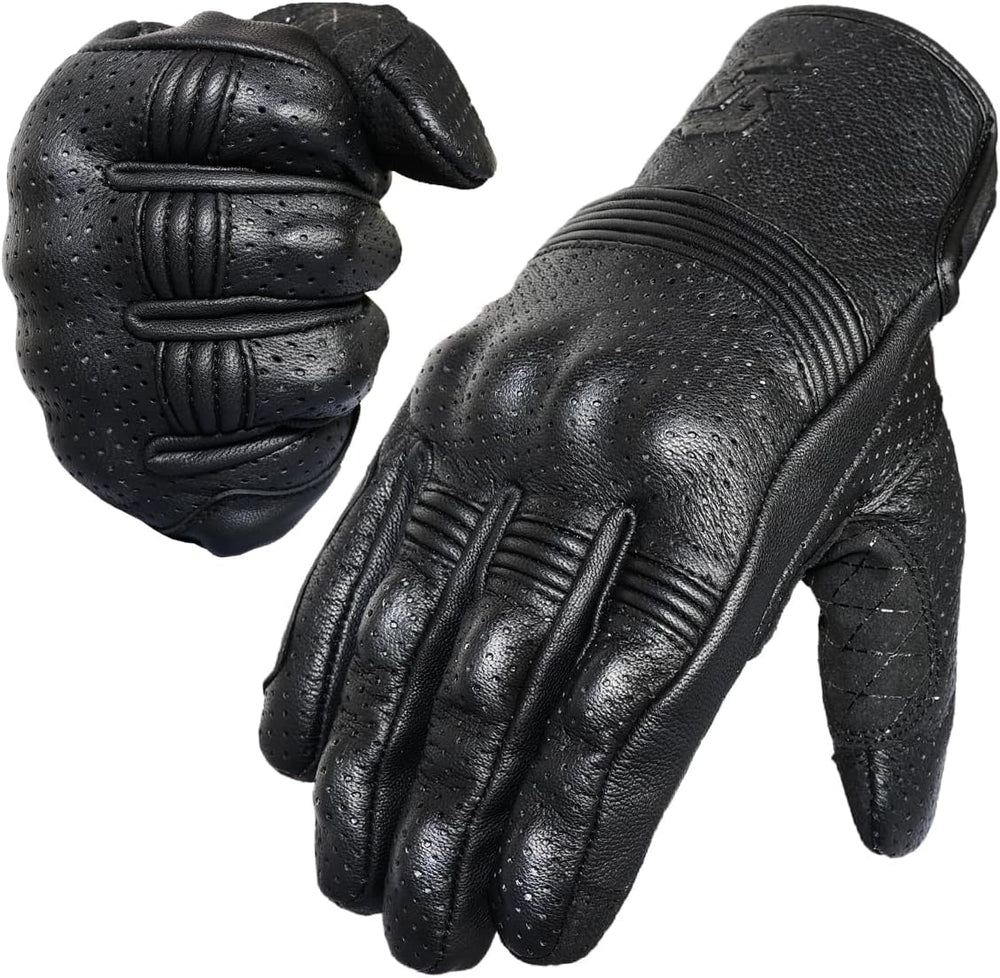 Leather Motorcycle Gloves for Men and Women | Touchscreen | Full Finger |