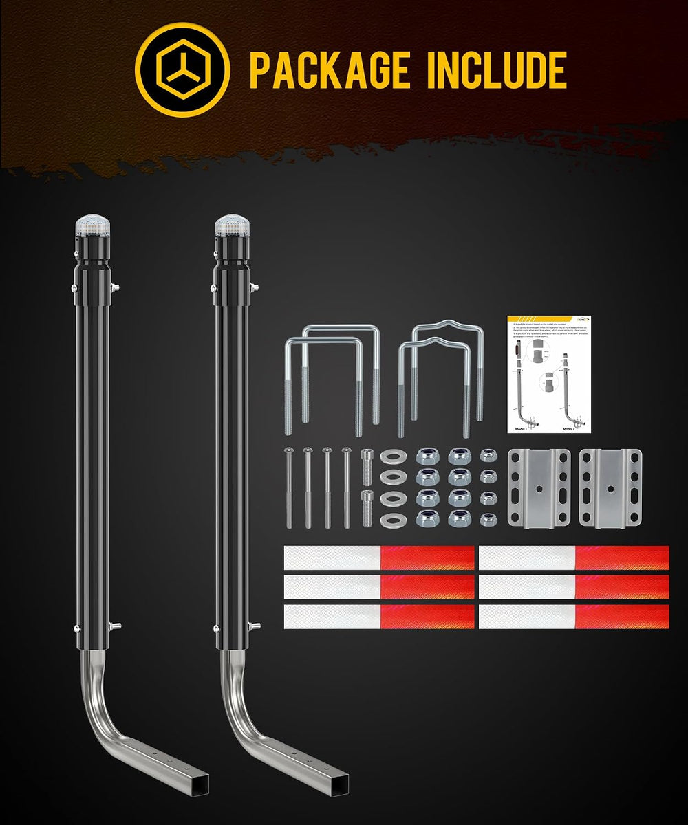 Partsam 1 Pair Boat Trailer Guides with Top Light & Reflective Tape