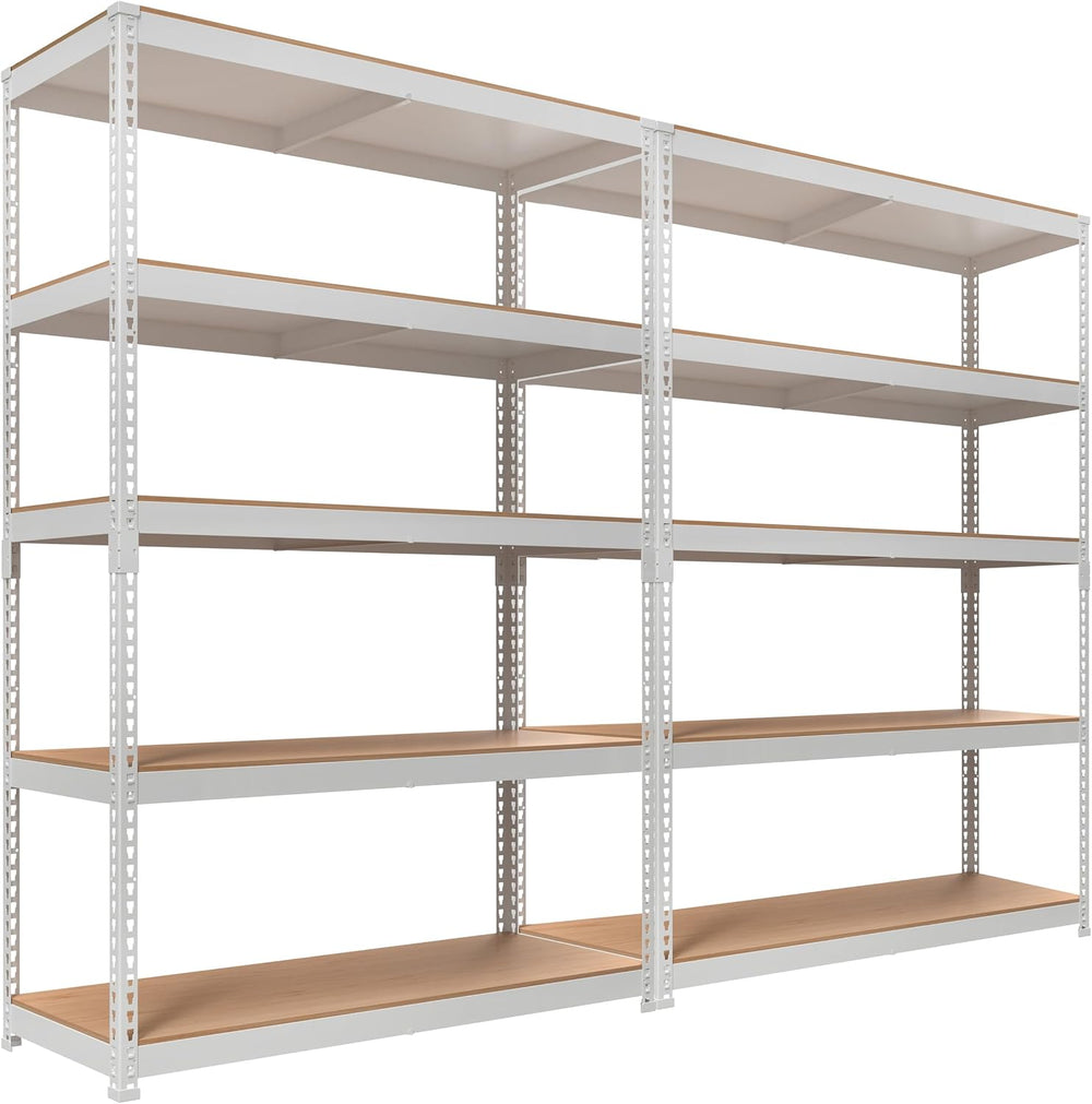 HOMEDANT White 5 Tier Laminated Boltless Heavy Duty Garage Storage Adjustable...