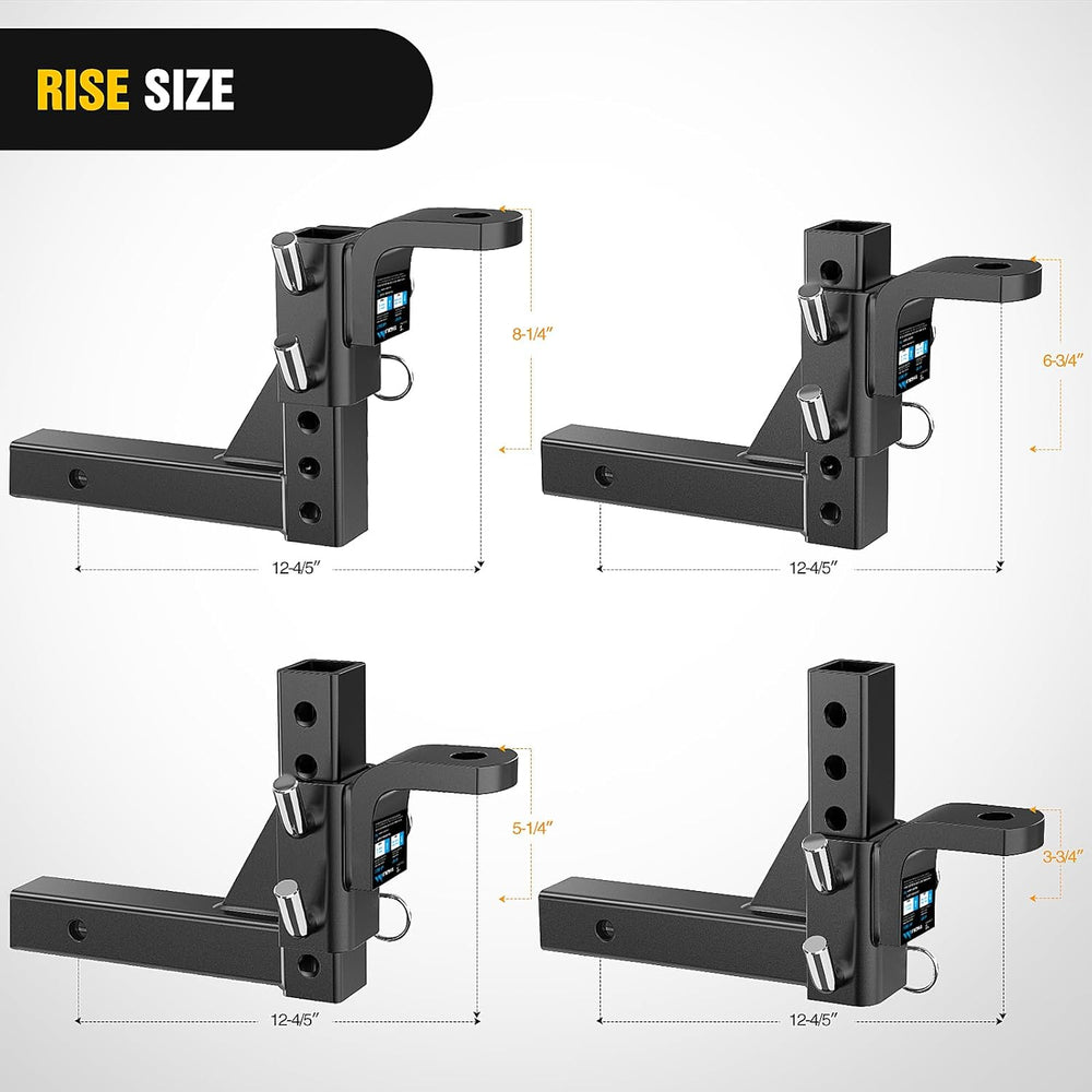 Nilight 8-Position Adjustable Trailer Hitch Ball Mount Fits 2 Inch Receiver w...