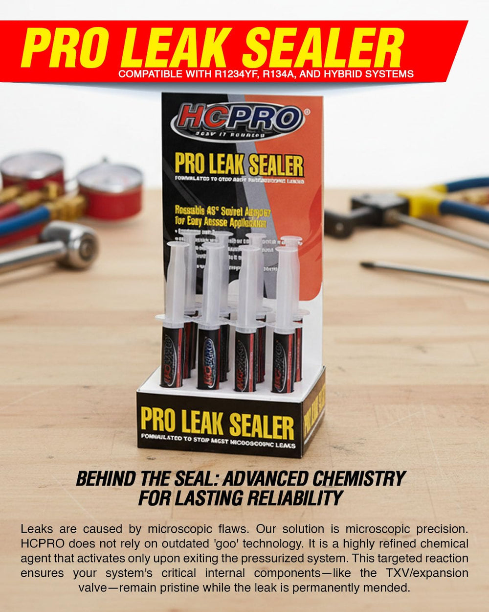 HCPRO HCLEAK12R Pro Leak Sealer with 45° Swivel Adapter for Easy Access Appli...