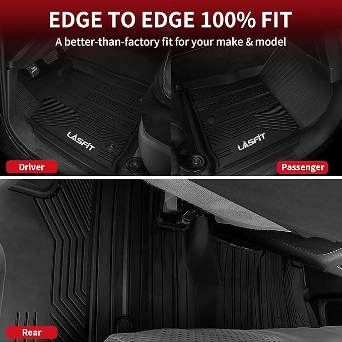 LASFIT Floor Mats for Toyota Tundra 2014-2021 CrewMax Cab, All Weather Custom