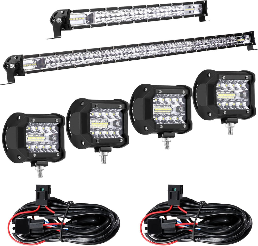 Frienda 8 Pcs 40, 20 Inch LED Light Bar Kit with 4 Inch LED Pods and 12 V Wir...