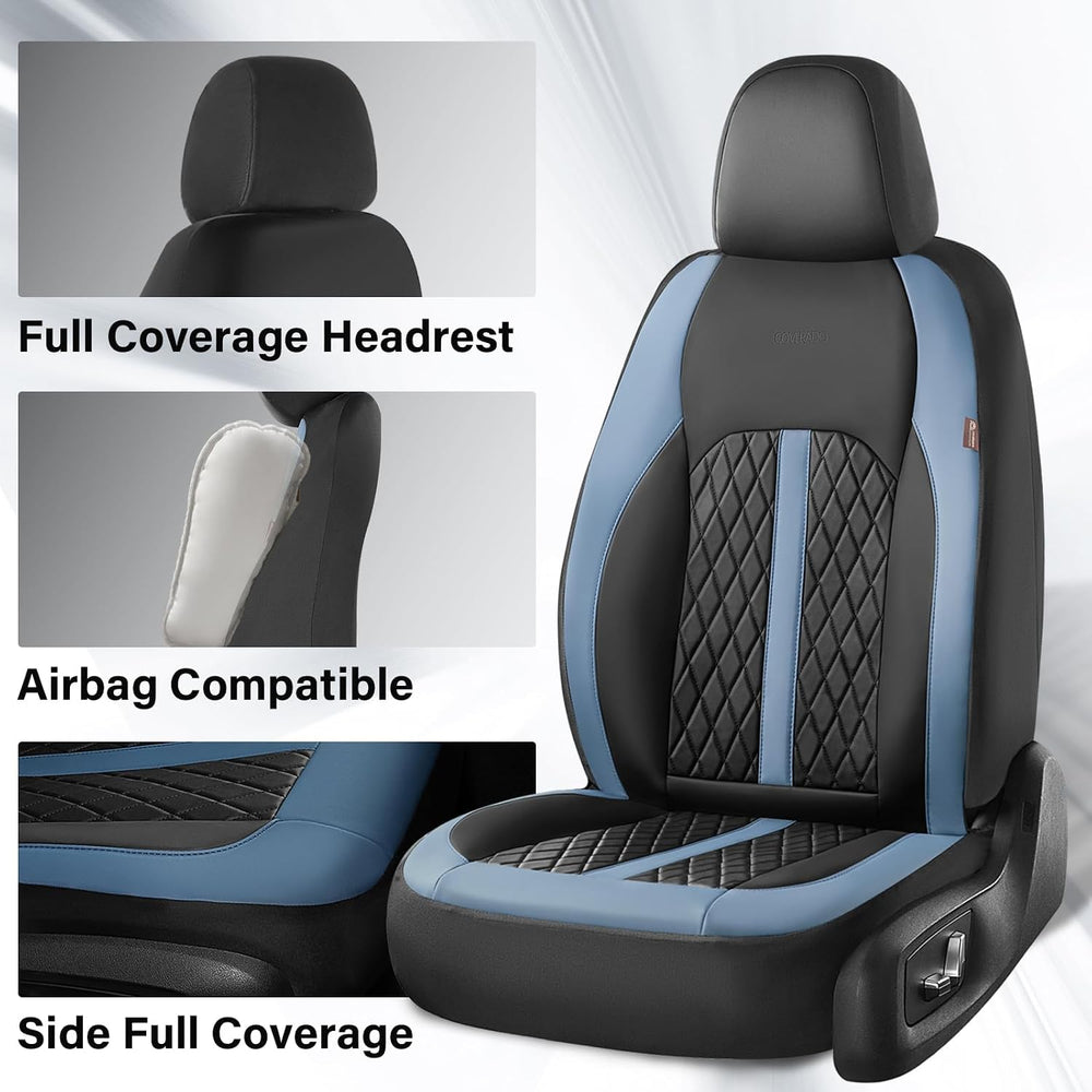 Coverado Universal Leather Seat Covers Full Set for 5 Seats – Waterproof, Dur...
