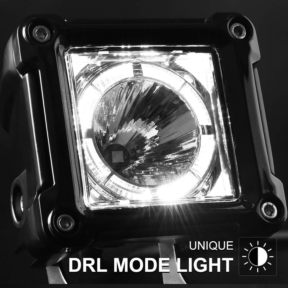 LED Cubes, Rigidhorse 3 Inch LED Pods Light 2PCS 100W Square Driving Lights S...