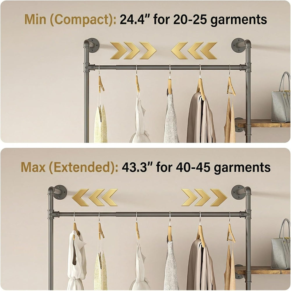 Expandable Industrial Pipe Clothes Rack,Corner Garment Rack
