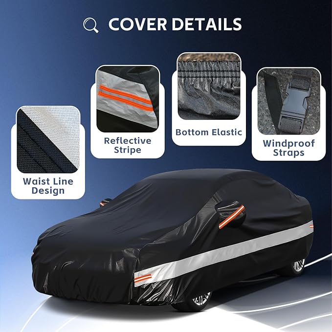 10 Layers Car Cover Custom Fit for Honda Accord, Waterproof All Weather for