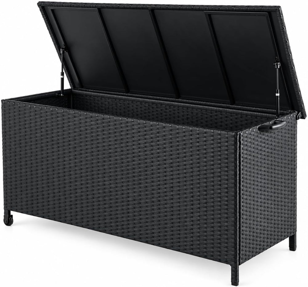Grand patio 108 Gallon Deck Storage Box Indoor Outdoor Wicker Bin for Patio F...