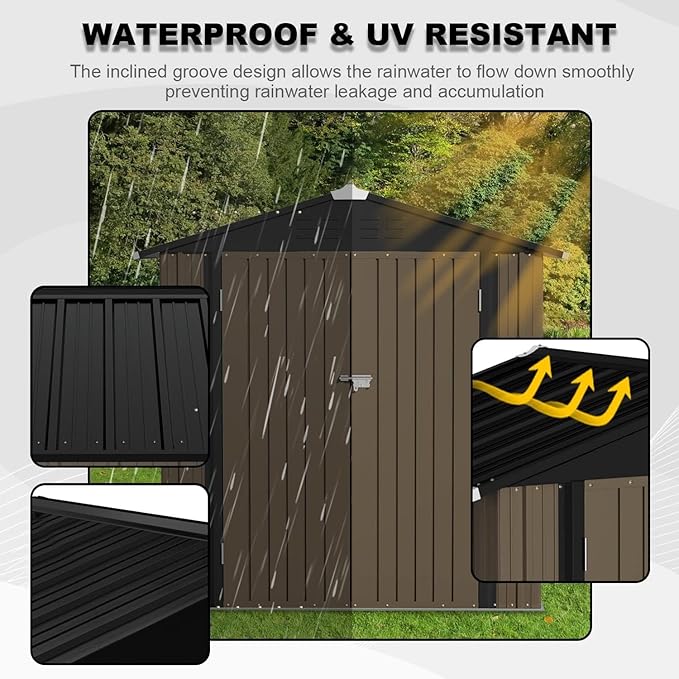 JUMMICO Metal Outdoor Storage Shed 6 x 4 FT Metal Shed