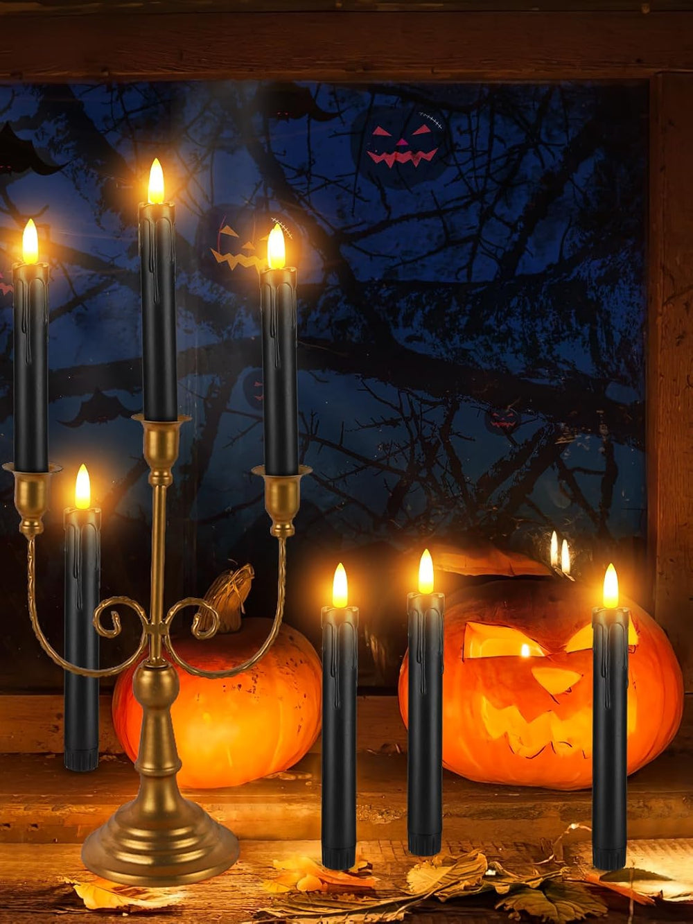 Alphatool 12 Pcs Black Halloween Flameless Candles with Timer