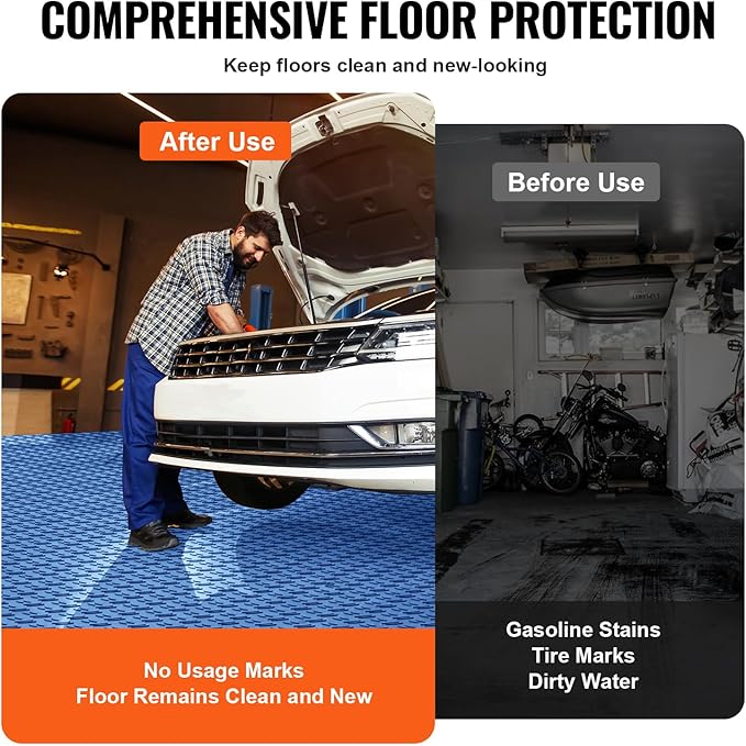 VEVOR Interlocking Garage Floor Covering Tiles, 50 Pack, Non-Slip Double-Sided