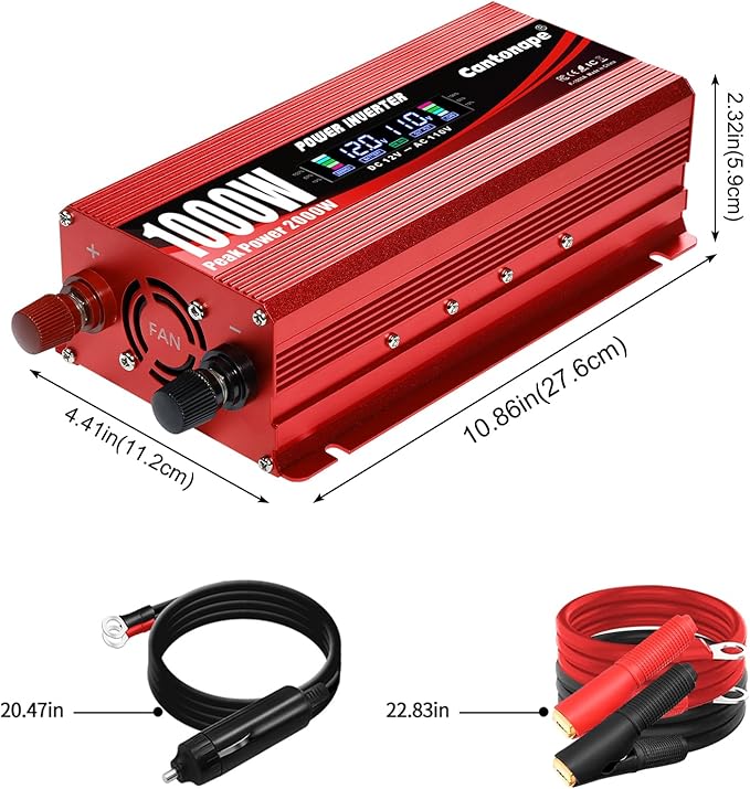 1000W/2000W Car Power Inverter DC 12V to 110V/120V AC Converter