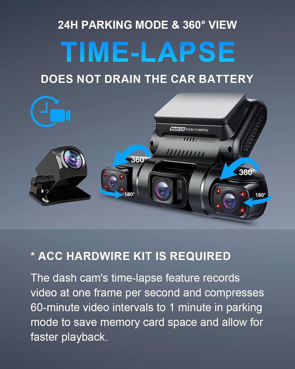 PRUVEEO 360° 4 Channel Dash Cam Front and Rear Inside Left Right, Dash Camera...