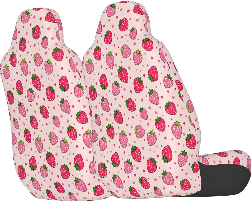 Dujiea Pink Strawberry 2 Pcs Universal Auto Seat Covers Front Seats Only, Veh...