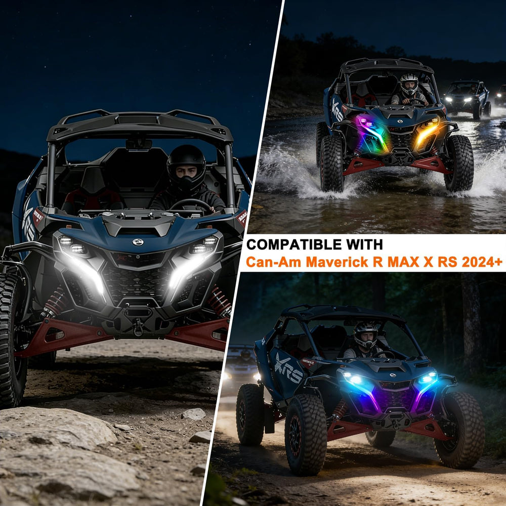 Tavaray RGBW LED Fang Lights for Can-Am Maverick R 2024-2026 MAX X RS, Pure W...