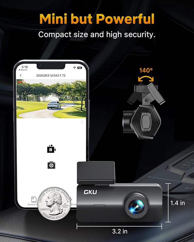 GKU 4K Dash Cam, Dash Cam Front