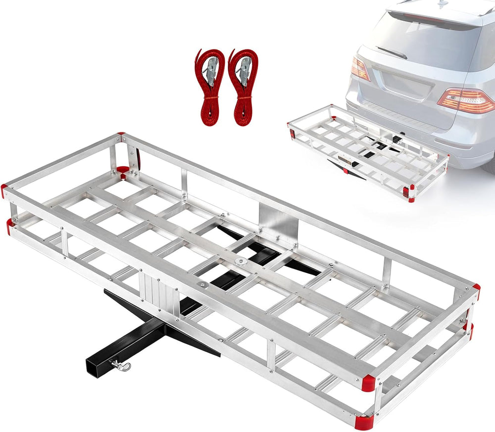 Goplus Hitch Cargo Carrier, Aluminum Hitch Mount Cargo Basket with 500LBS Cap...