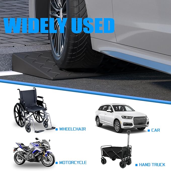 2 Pack 1.6'' Rise Rubber Curb Ramp Heavy Duty Loading Rubber Curb Ram...