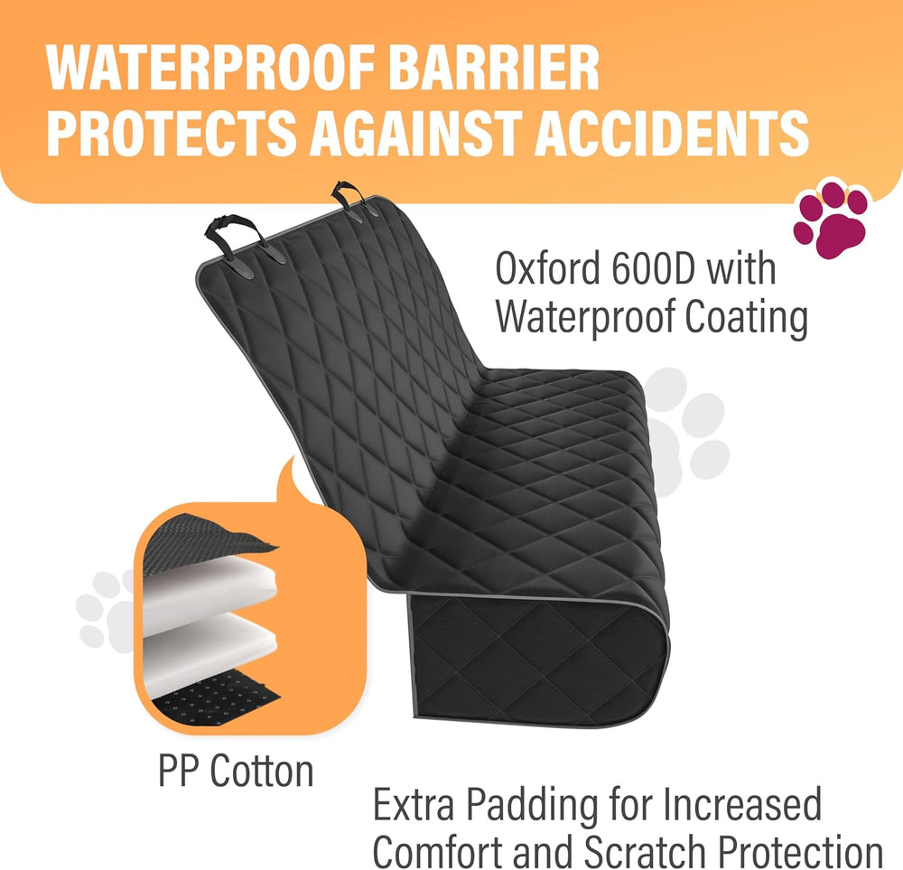 Active Pets Black Car Rear Seat Cover for Dogs, Durable Waterproof & Scra...