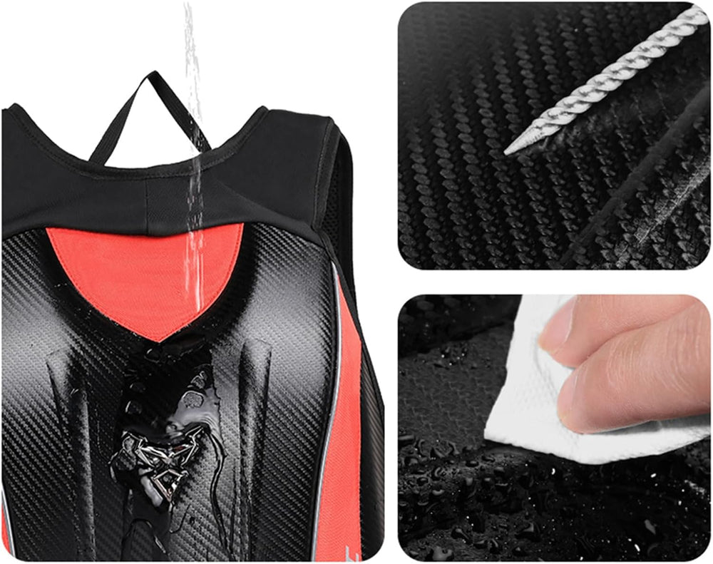 Motorcycle Backpack Waterproof Large Capacity Carbon Fiber Rider Backpack Har...