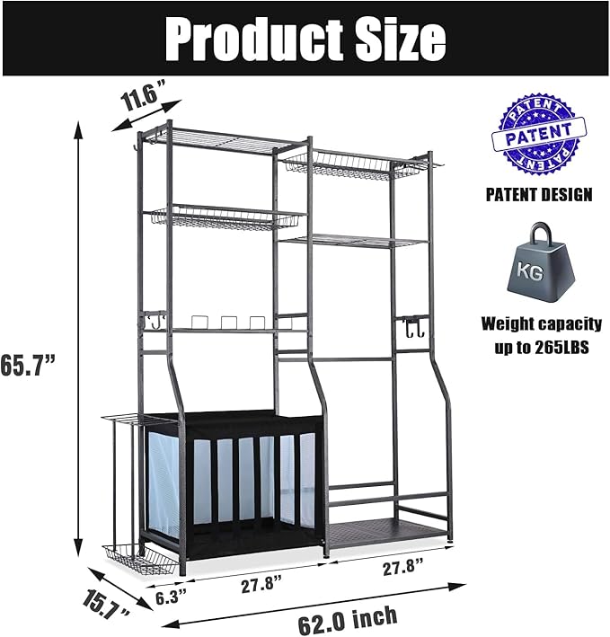 Mythinglogic Garage Sports Equipment Storage, 2 Golf Bag Storage Stand and