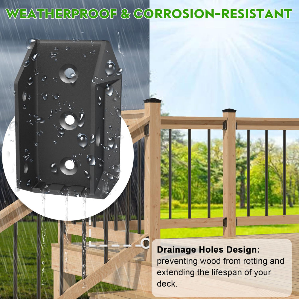 50 Pcs Heavy Duty ADC-12 Aluminum Deck Railing Brackets for 2x4 (Actual 1 ½&q...