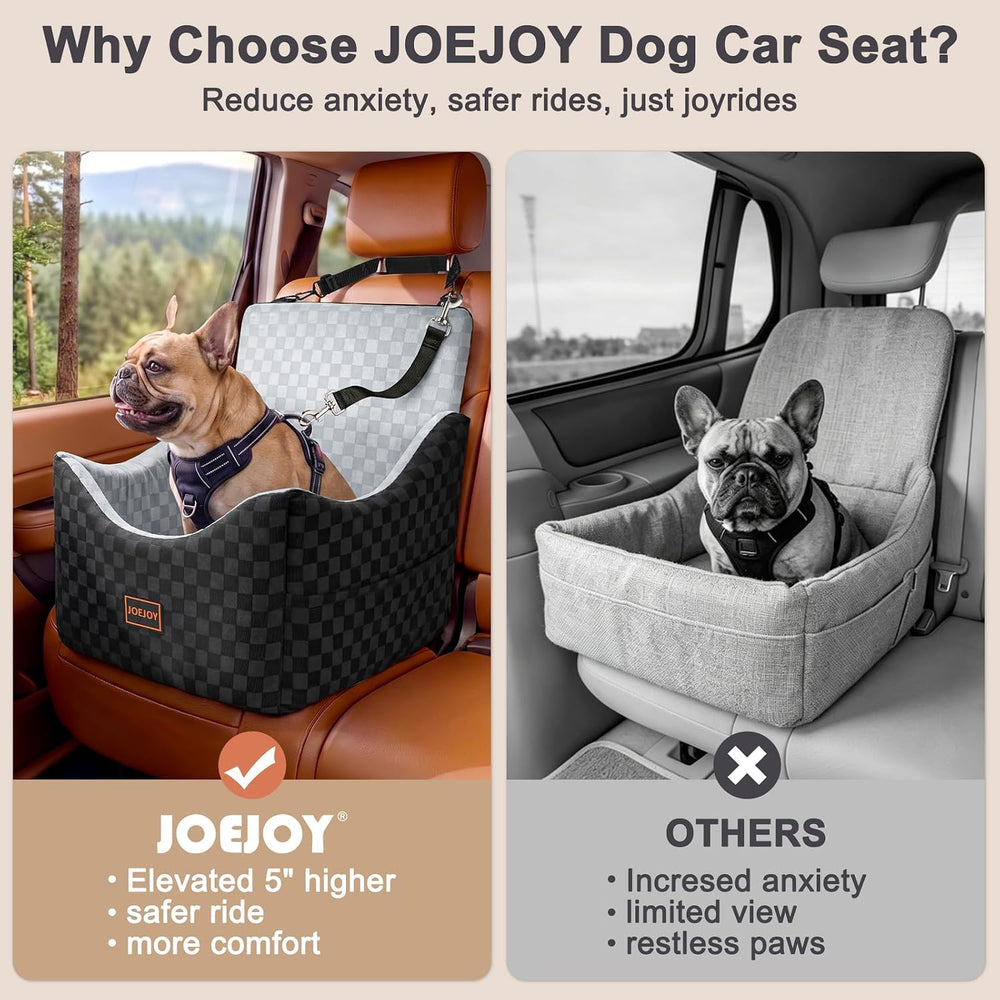 JOEJOY Elevated Dog Car Seat for Small/Medium Dogs up to 35 lbs, Memory Foam ...