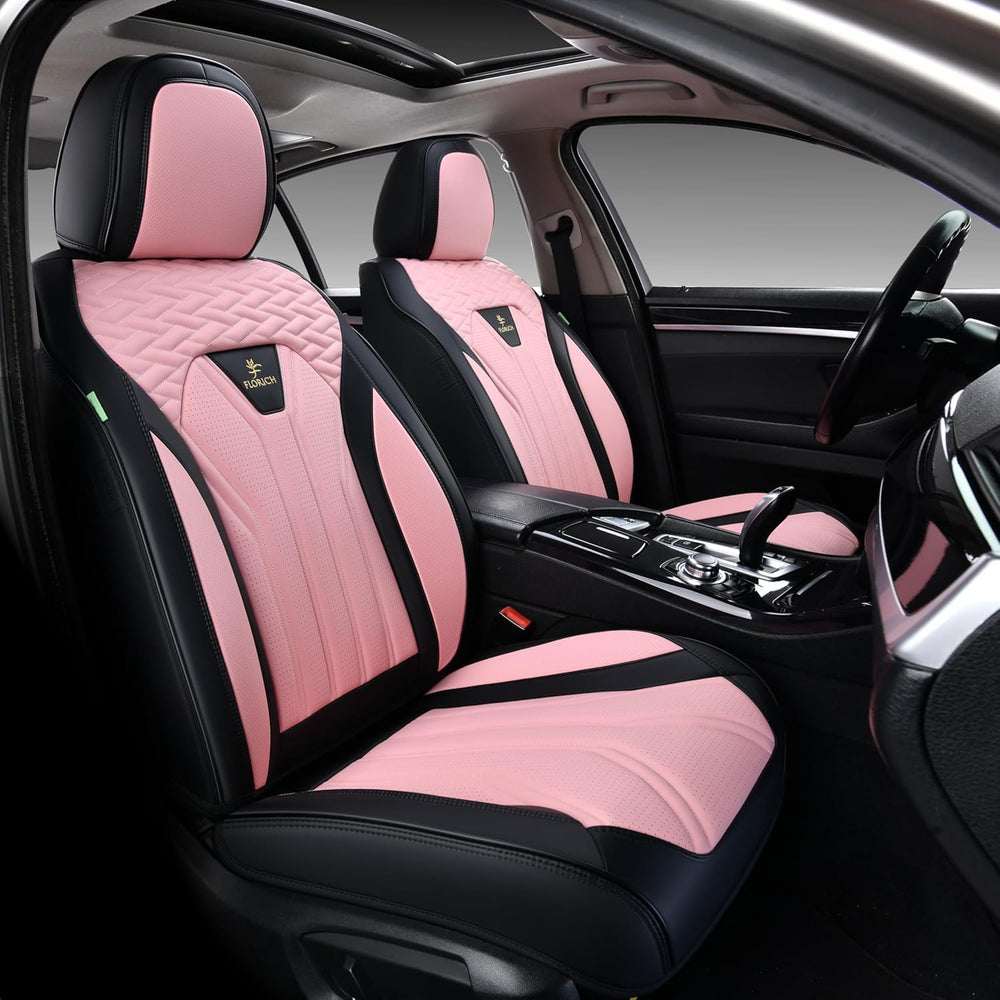 FLORICH Leather Seat Covers Pink Car Seat Covers Full Set Car Seat Protectors...