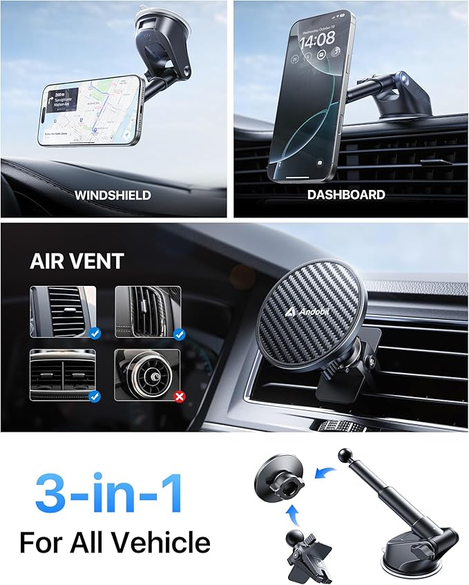 【True Military-Grade】andobil 3 in1 Magnetic Phone Holder