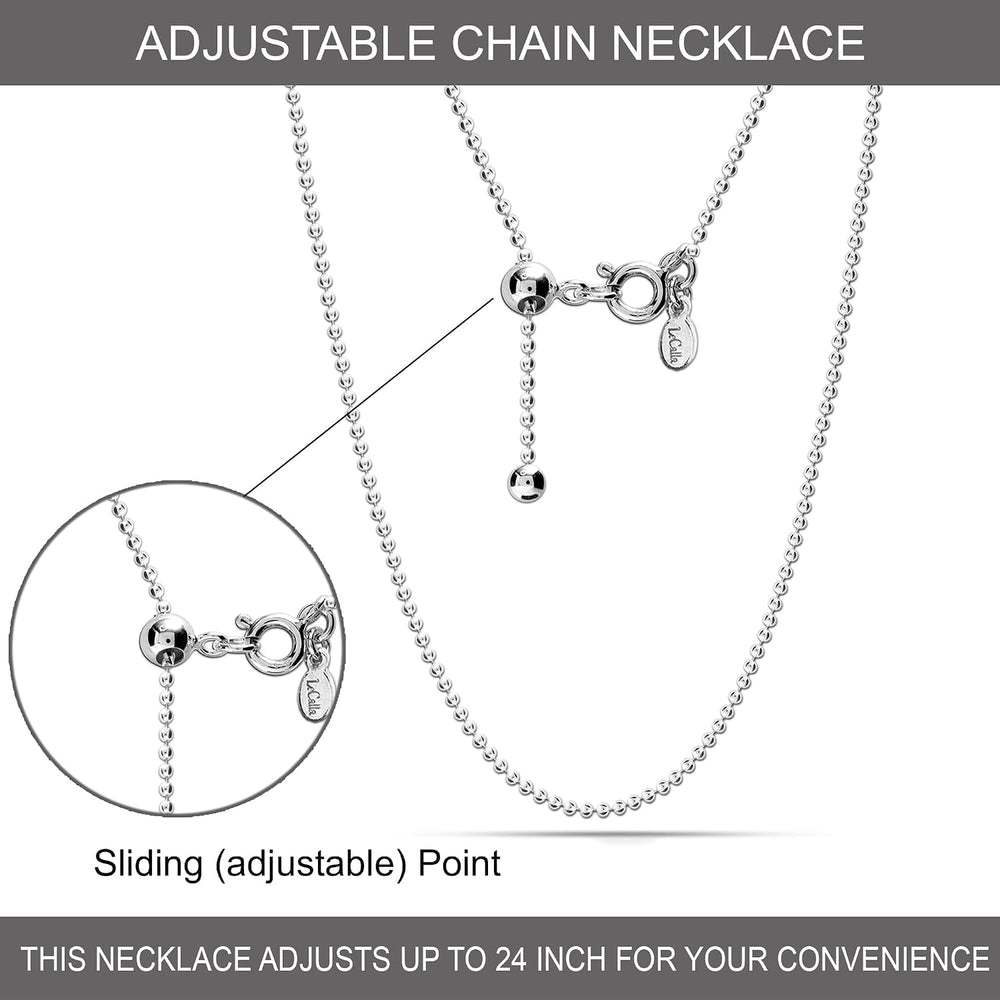 LeCalla 925 Sterling Silver Italian Jewelry Adjustable Chain Necklace, Slidin...