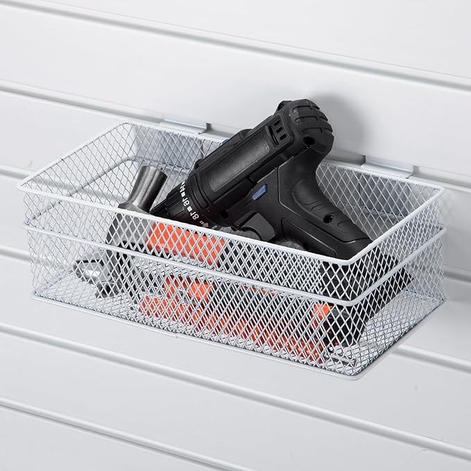 Barydat 4 Pcs Slatwall Basket Set Ventilated Metal Slatwall Basket Hanging Wire