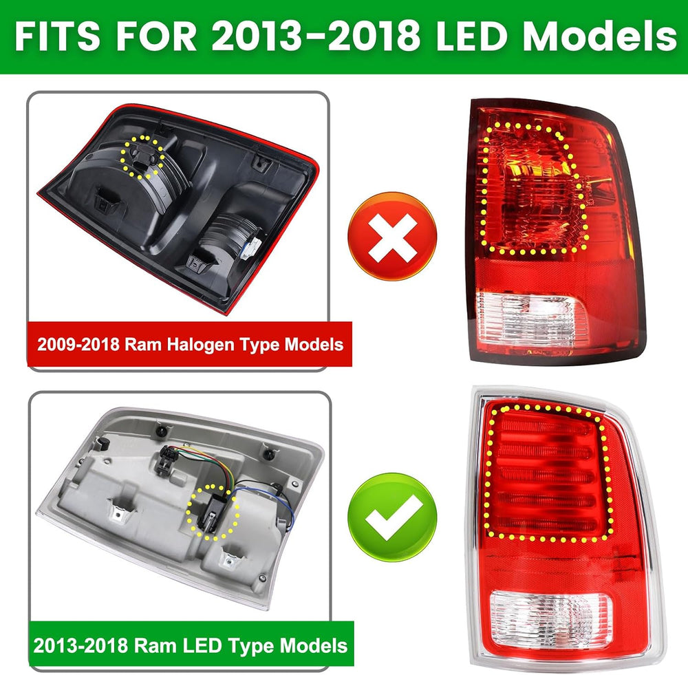 Lochnchn LED Tail Light Assembly Compatible with 2013-2018 Dodge Ram 1500,201...