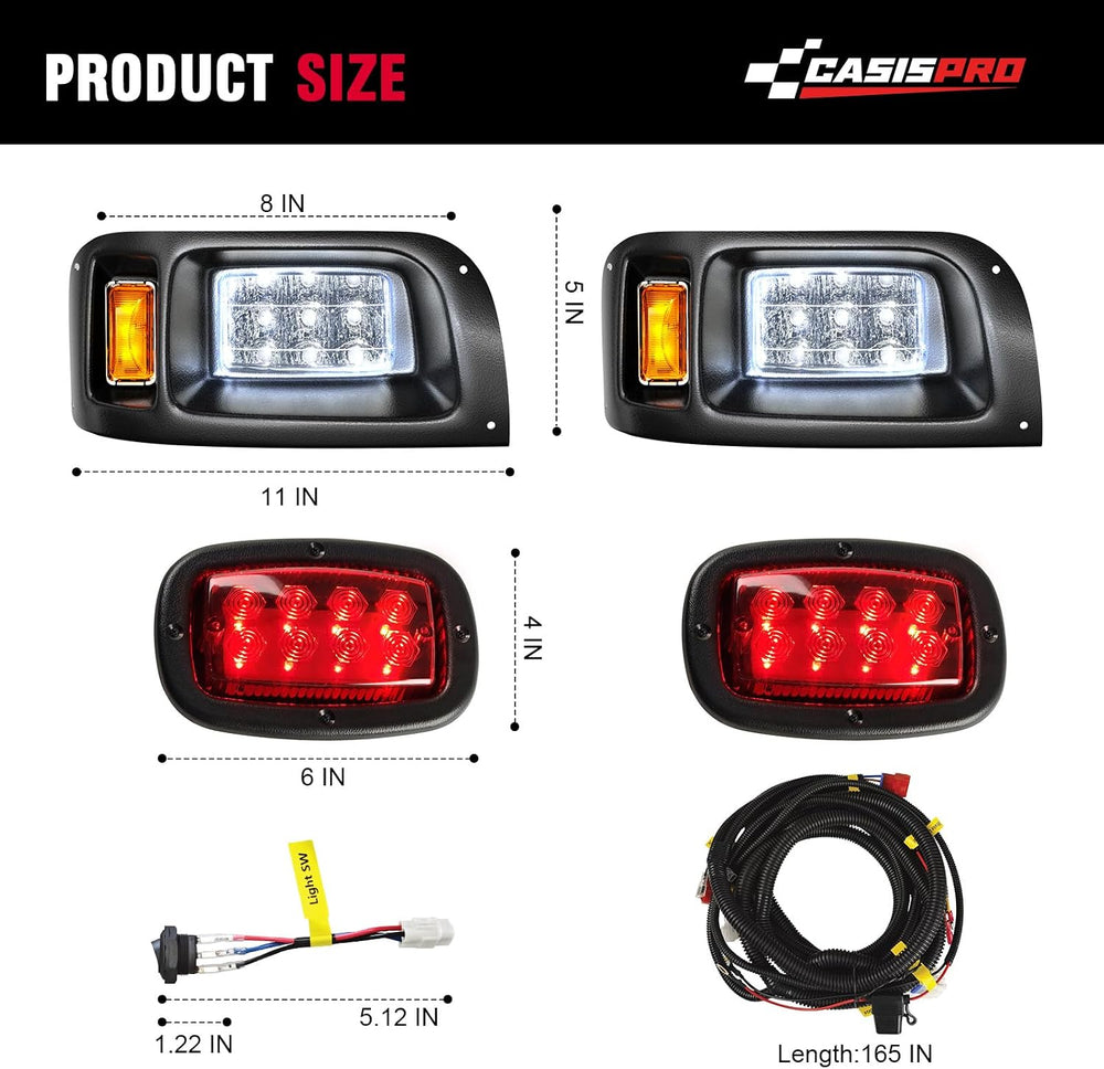12V Golf Cart Light Kit for Club Car DS 1993-UP, Street Legal LED Headlight T...