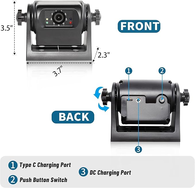 EWAY Wireless WiFi Magnetic Hitch Backup Camera 1080P HD Rechargeable Battery