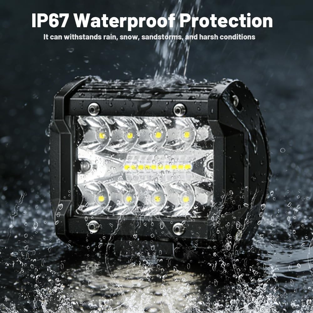 4 Inch 60W LED Light Pods 12V Triple Row Driving Fog Lamp Spot Flood Combo LE...